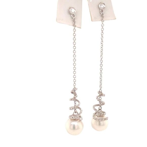 Akoya Pearl Earrings 14 KT Gold Certified $999 013431 - Picture 9 of 11